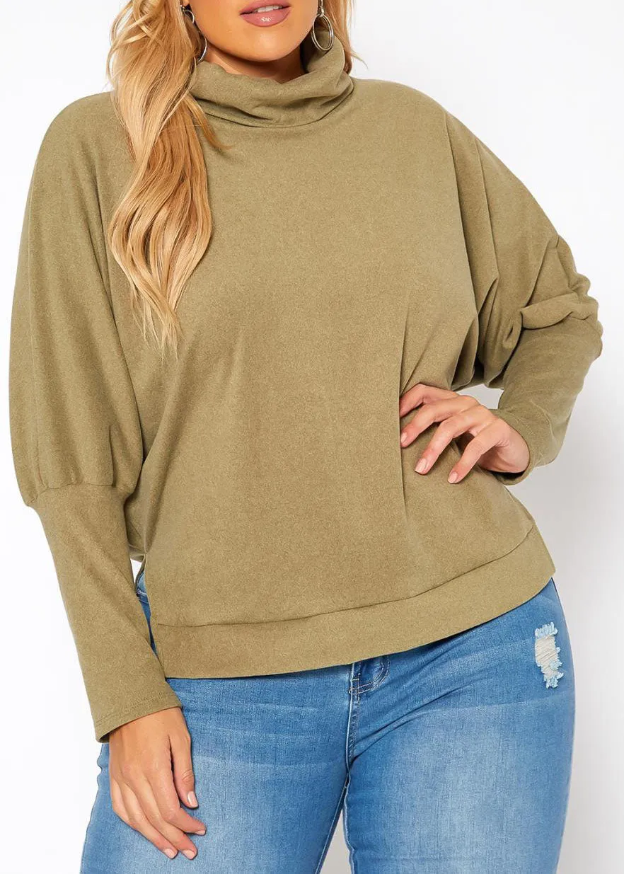 Hi Curvy Plus Size Women Funnel Neck Sweater