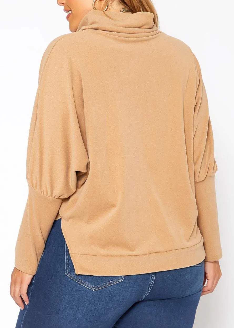 Hi Curvy Plus Size Women Funnel Neck Sweater