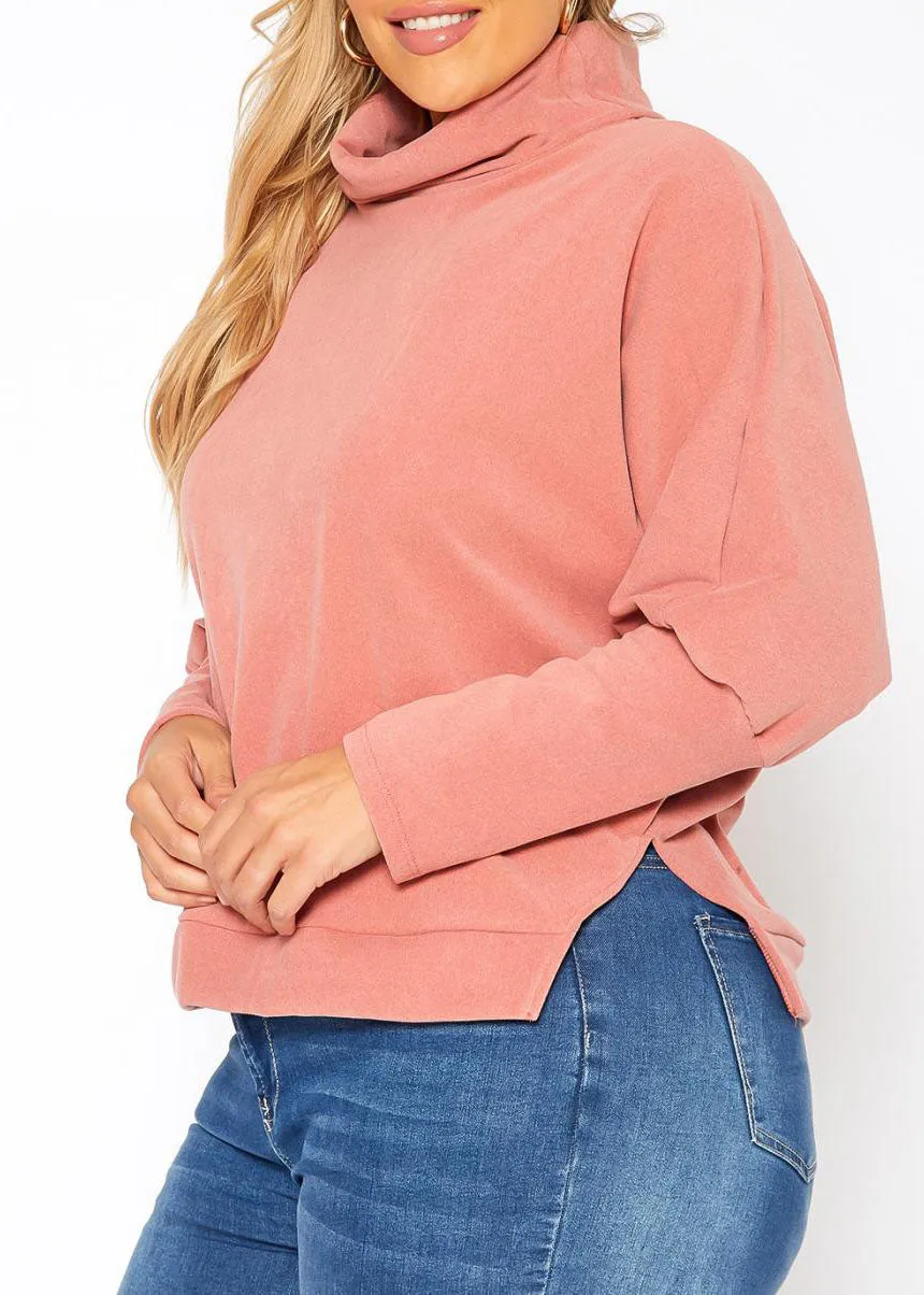 Hi Curvy Plus Size Women Funnel Neck Sweater