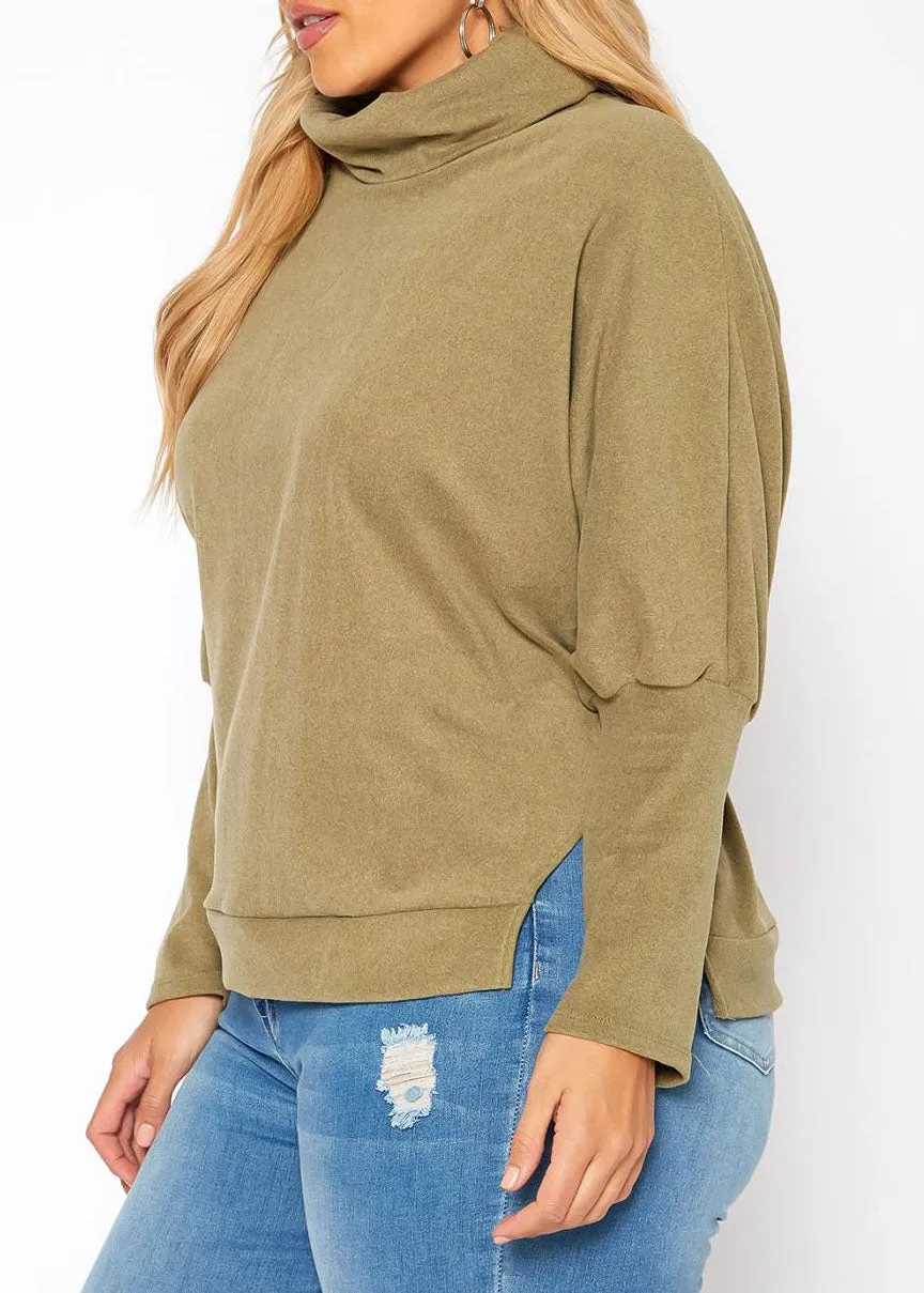 Hi Curvy Plus Size Women Funnel Neck Sweater