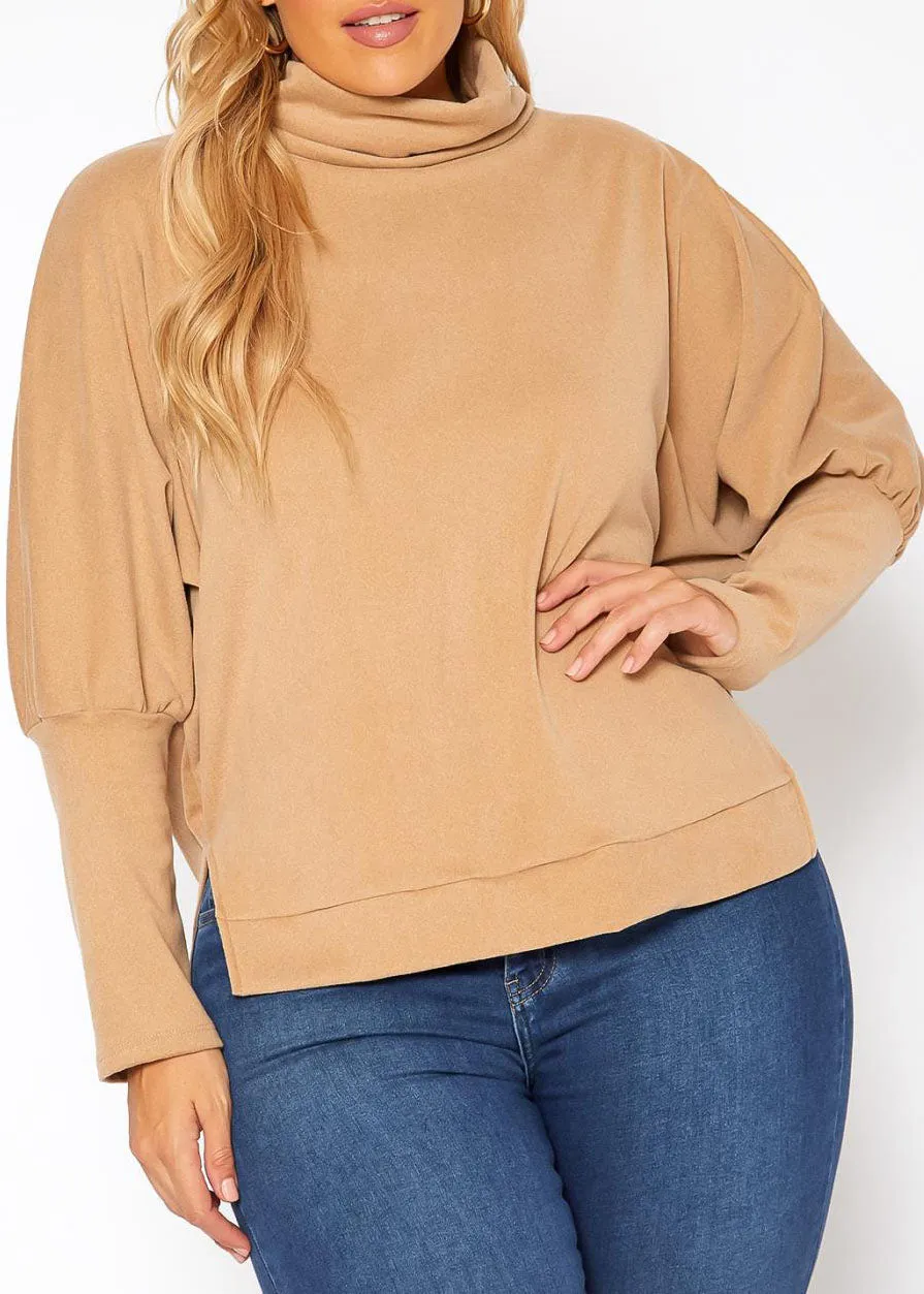 Hi Curvy Plus Size Women Funnel Neck Sweater