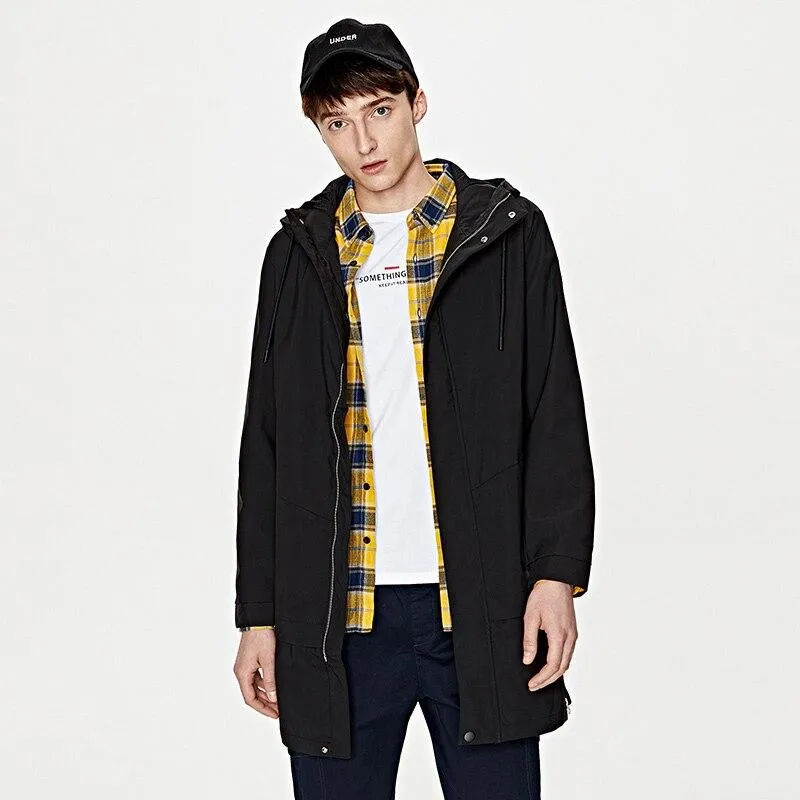 Hooded Mid-length Woven Trench