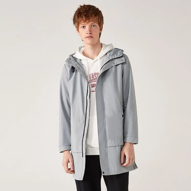 Hooded Mid-length Woven Trench