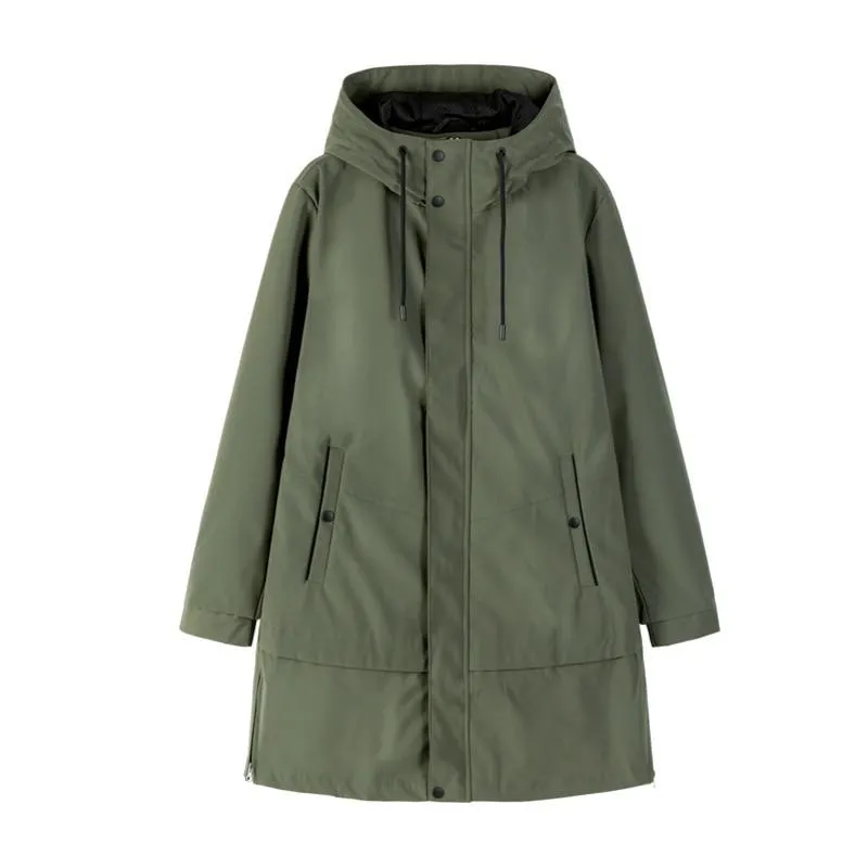 Hooded Mid-length Woven Trench