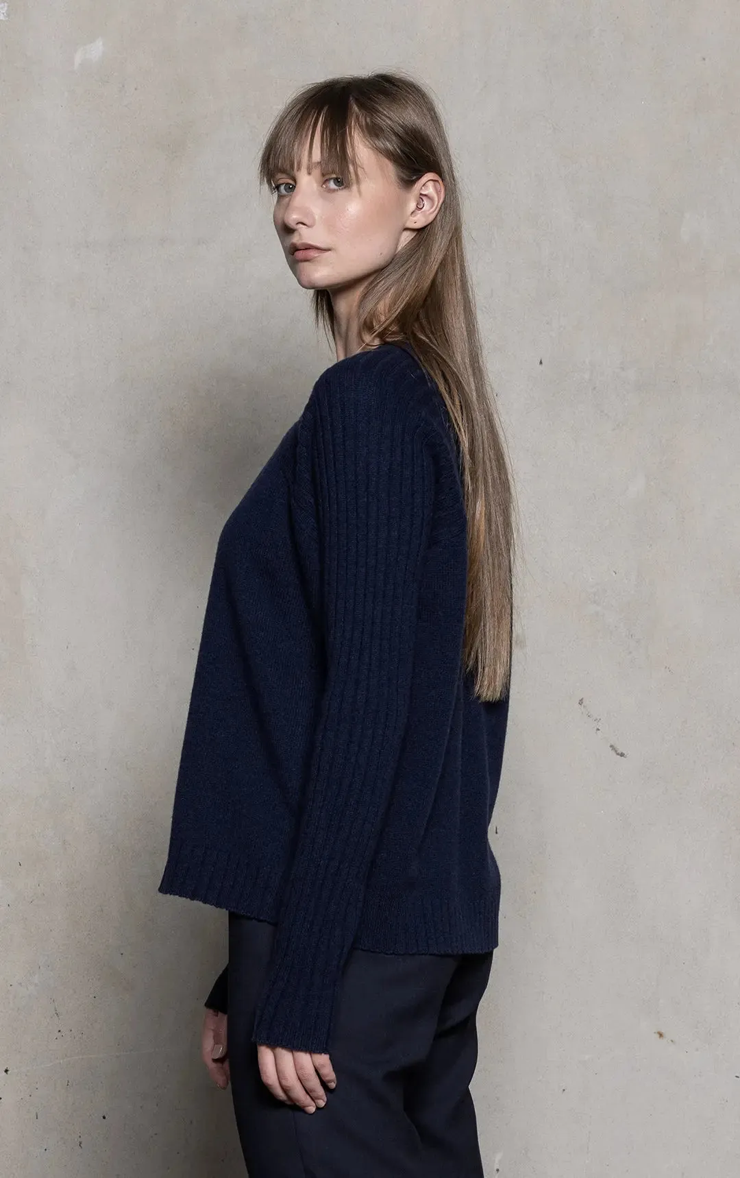 LAMBSWOOL RIB SLEEVE CREW