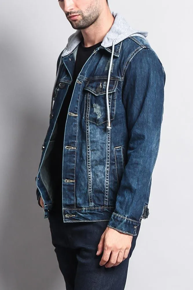 Layered Hooded Denim Jacket