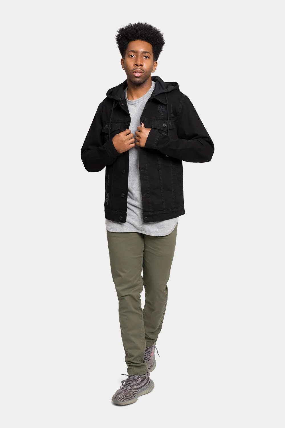 Layered Hooded Denim Jacket