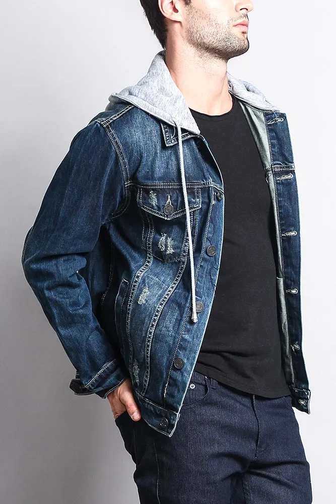 Layered Hooded Denim Jacket