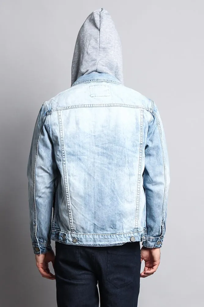 Layered Hooded Denim Jacket