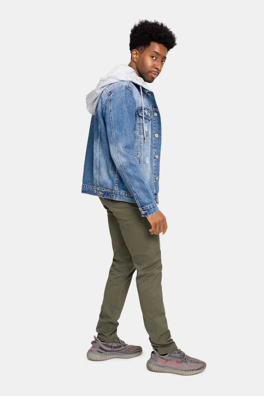 Layered Hooded Denim Jacket