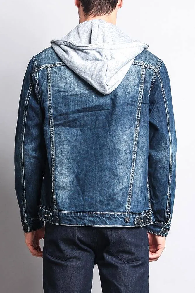 Layered Hooded Denim Jacket