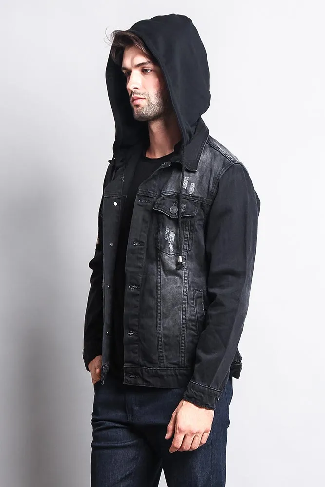 Layered Hooded Denim Jacket