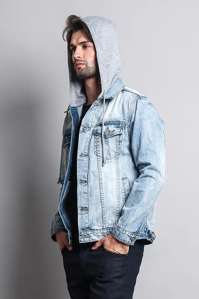 Layered Hooded Denim Jacket