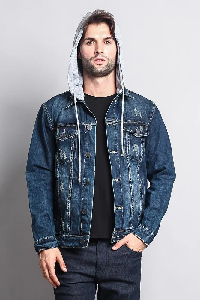 Layered Hooded Denim Jacket