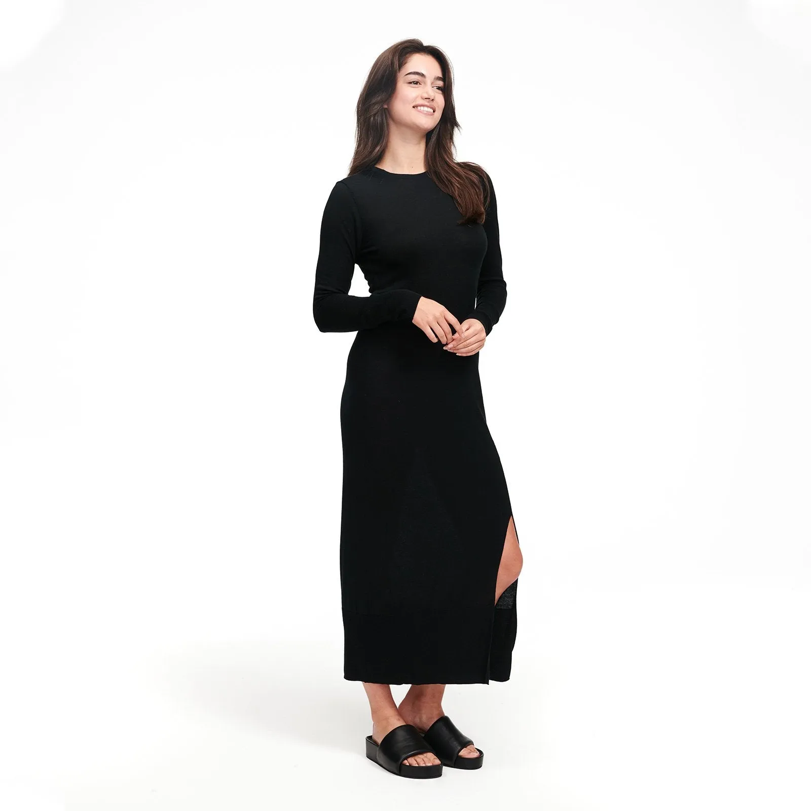 Lightweight Long Sleeve Dress with Slit