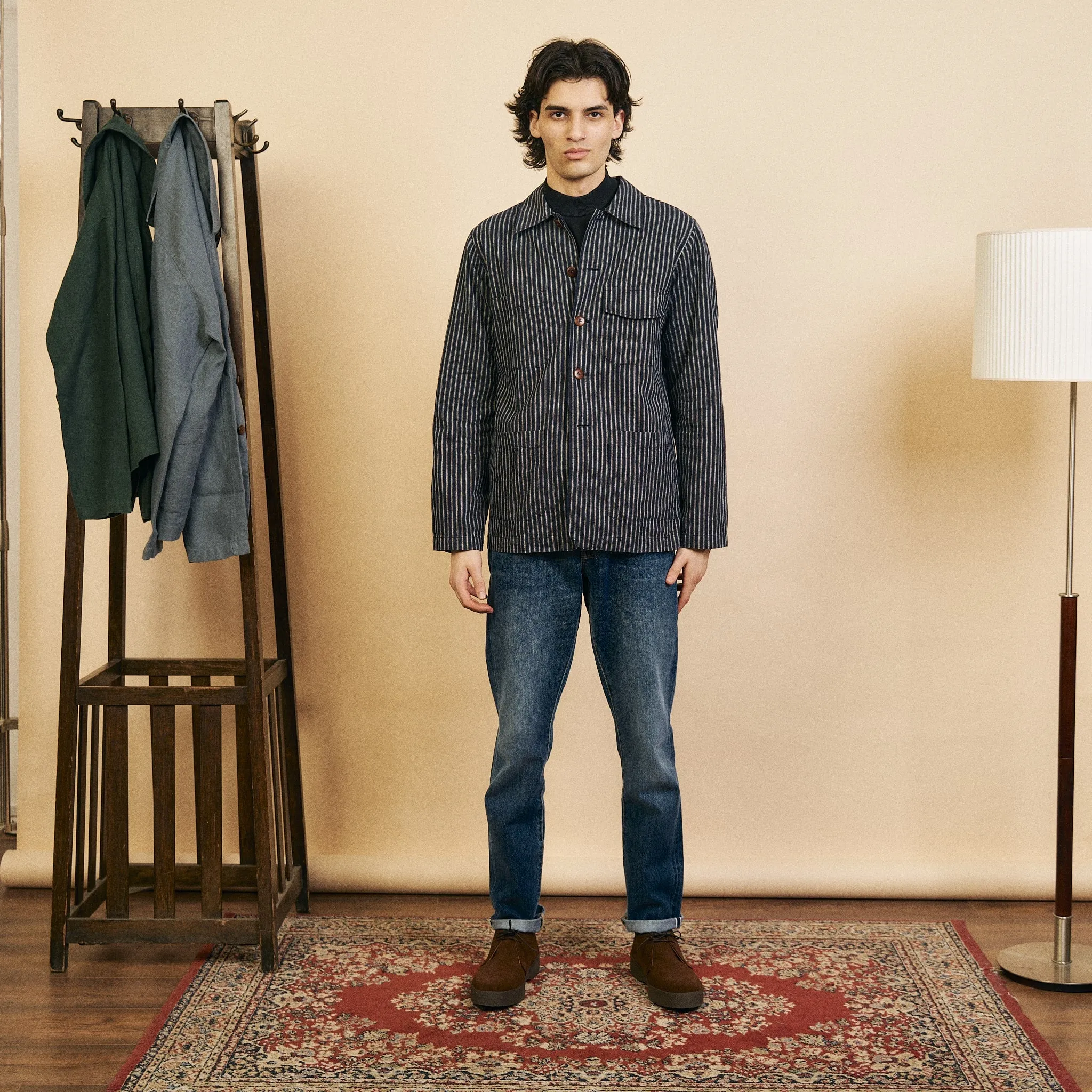 Linen & Cotton Jericho Jacket - Navy Stripe