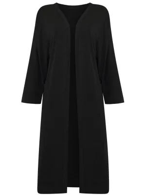 Long Open Front Lightweight Jersey Knit Cardigan