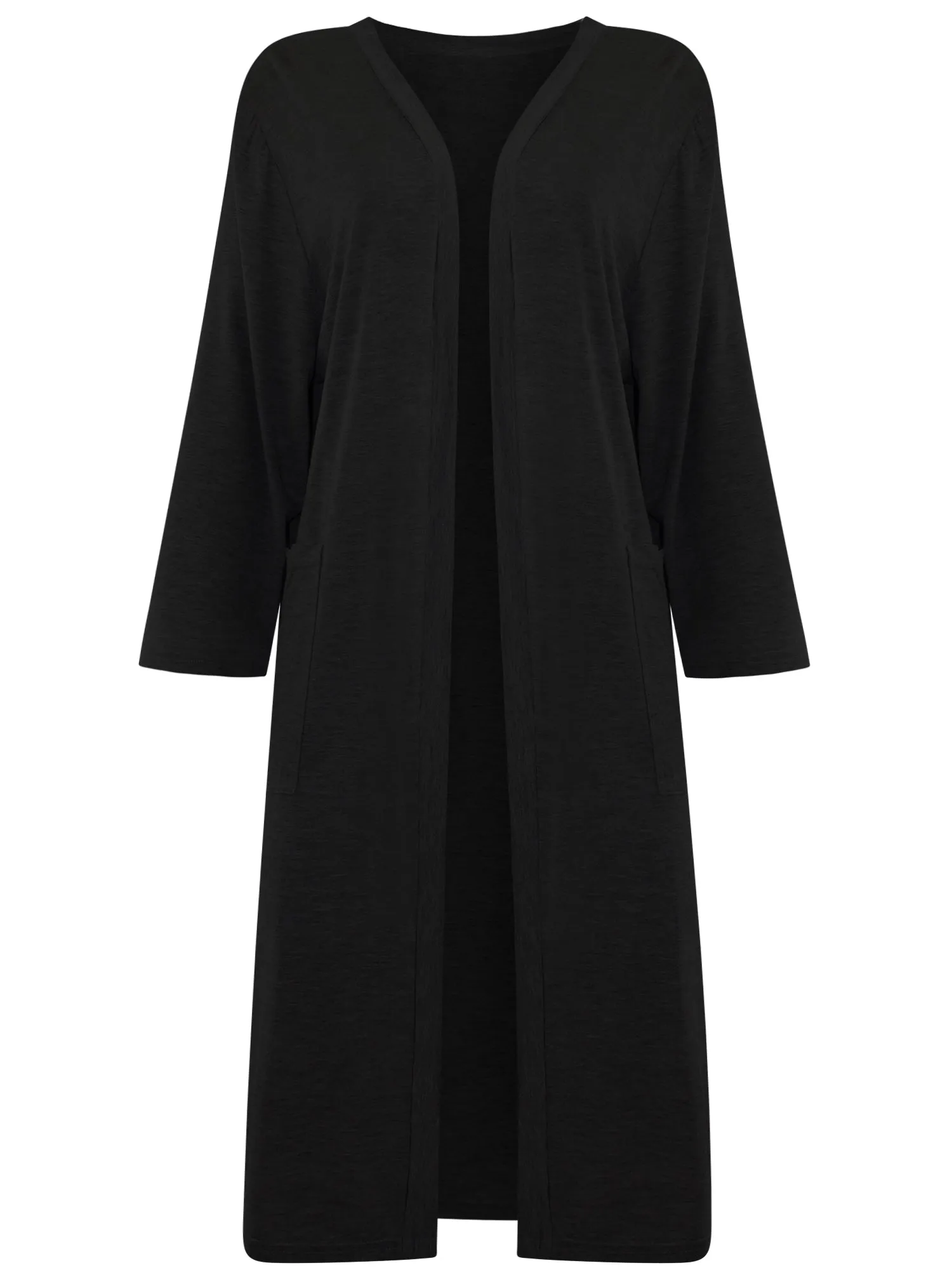 Long Open Front Lightweight Jersey Knit Cardigan