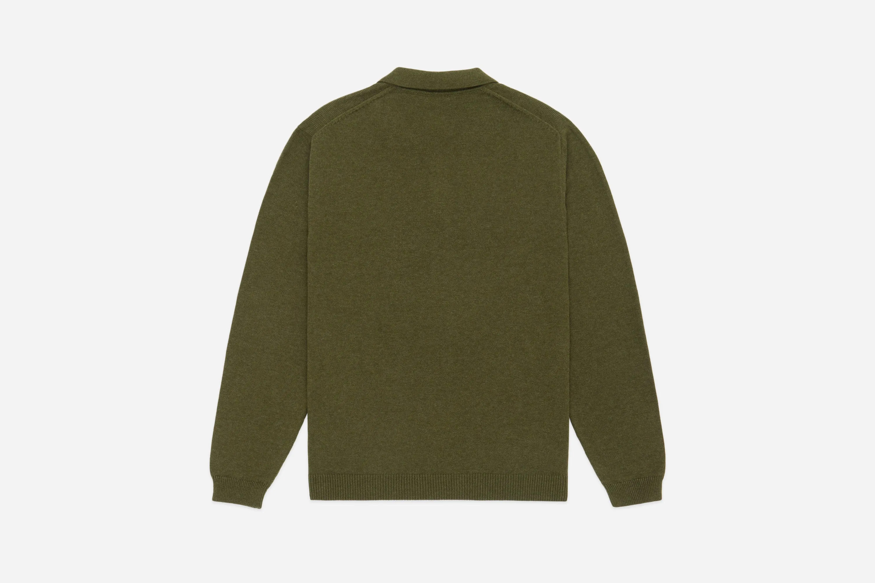 Long Sleeve Knit Polo ~ Olive