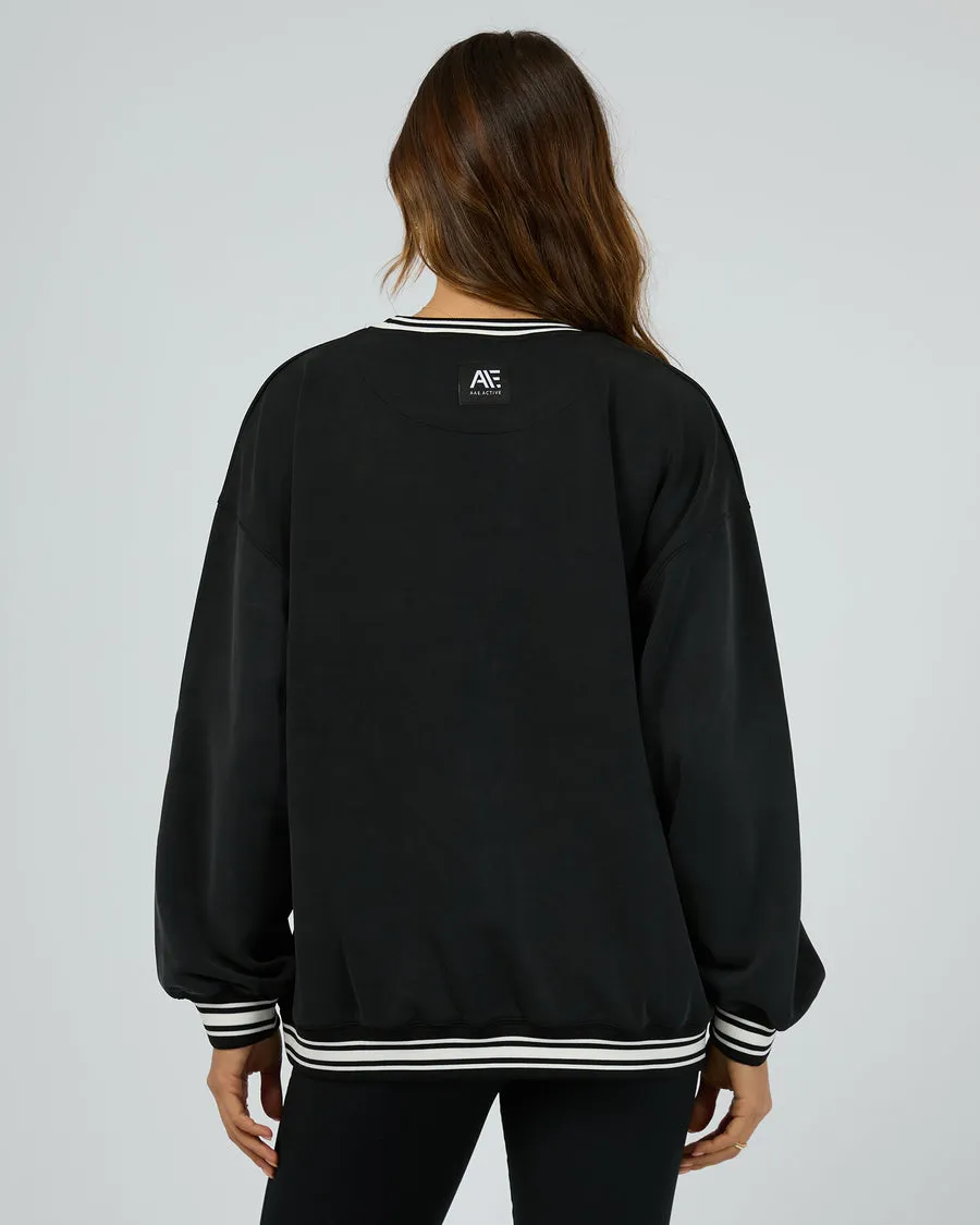 Luxe Active College Crew Sweater | Black