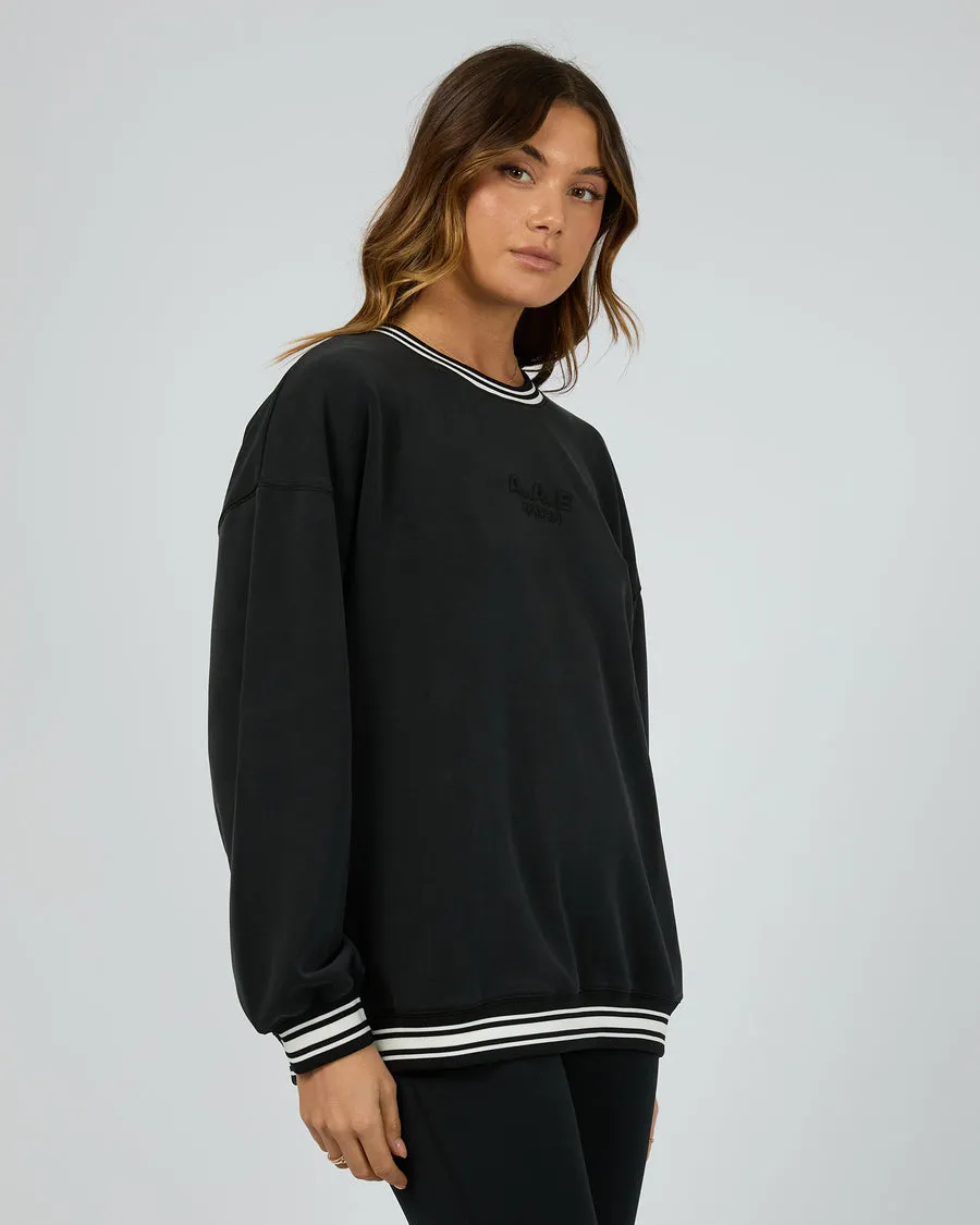 Luxe Active College Crew Sweater | Black