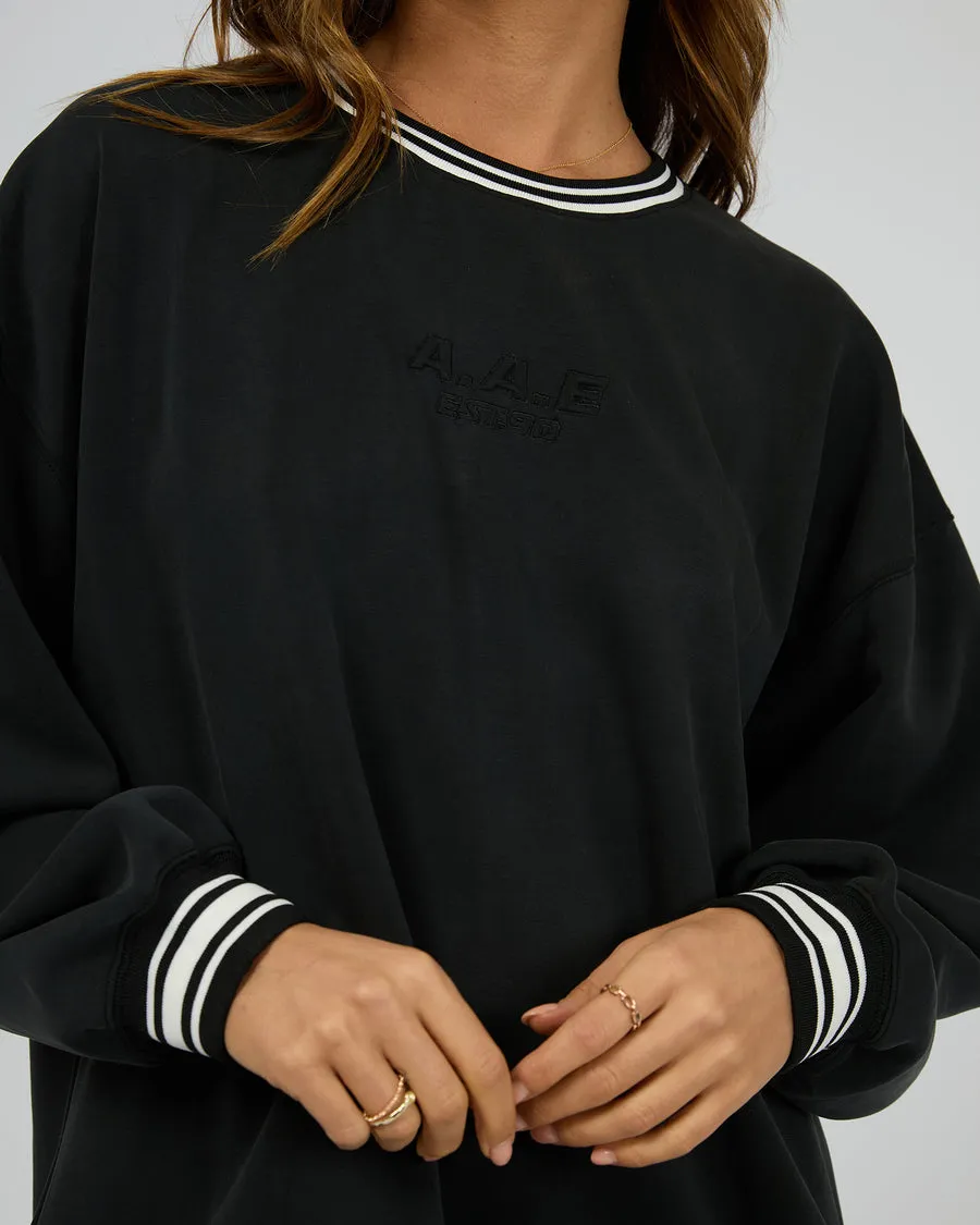 Luxe Active College Crew Sweater | Black