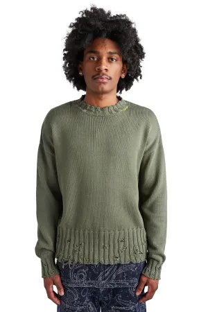 Marni Disheveled Cotton Crewneck Sweater 'Leav Green'