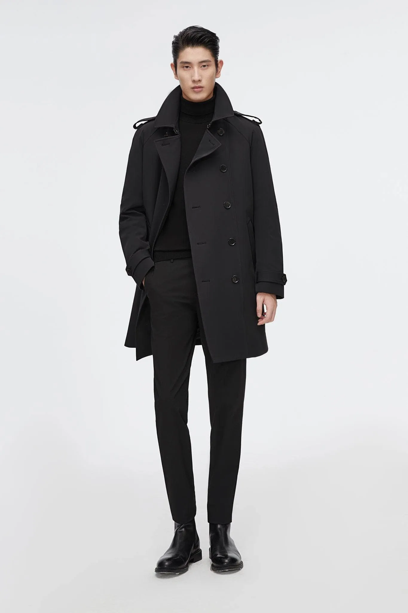 Mid-length Detachable Goose Down Trench Coat