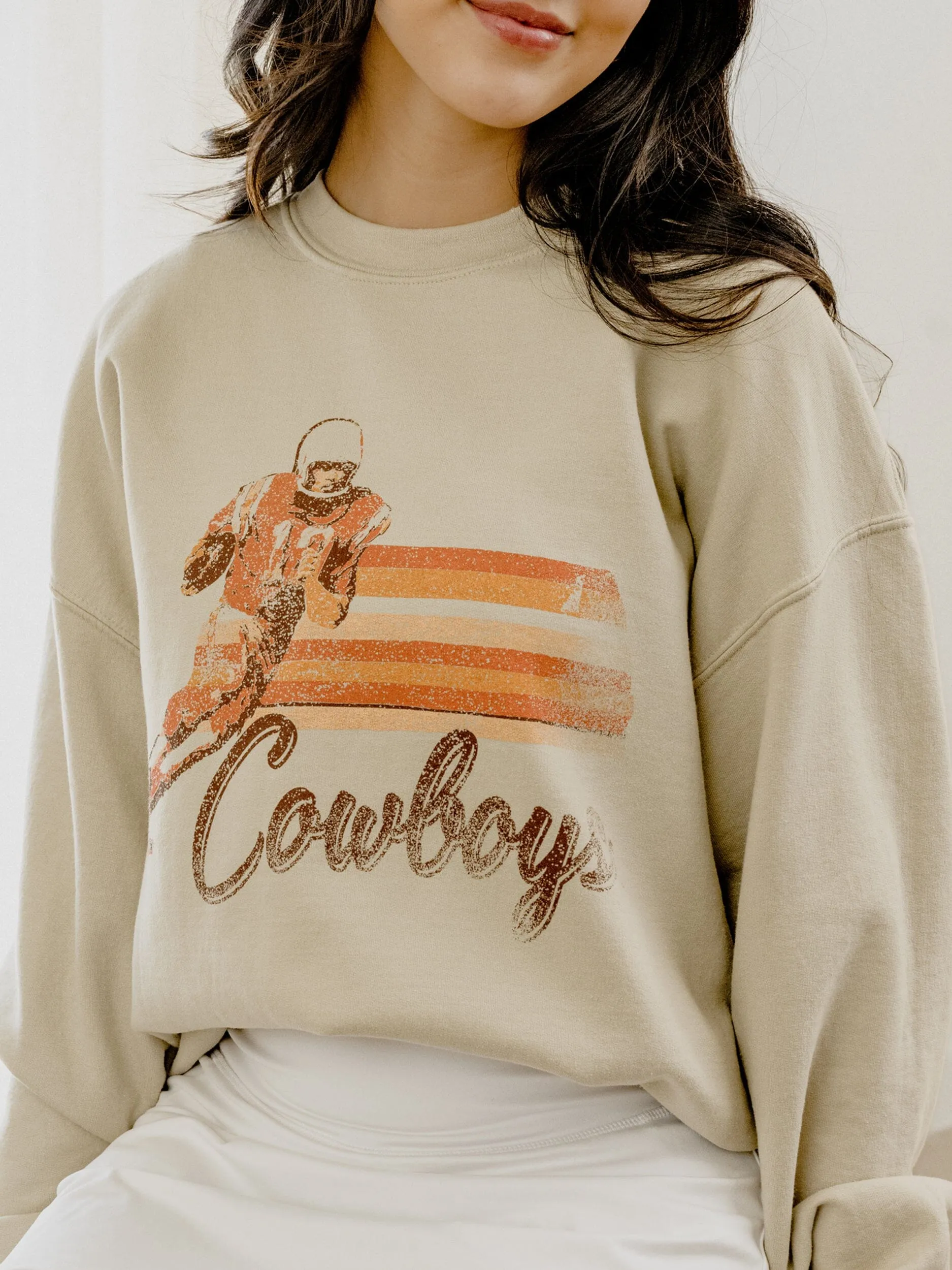 OSU Cowboys Mono QB Sand Thrifted Sweatshirt