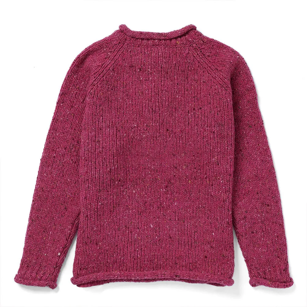 Pink Heather Donegal Wool Crew Neck Sweater