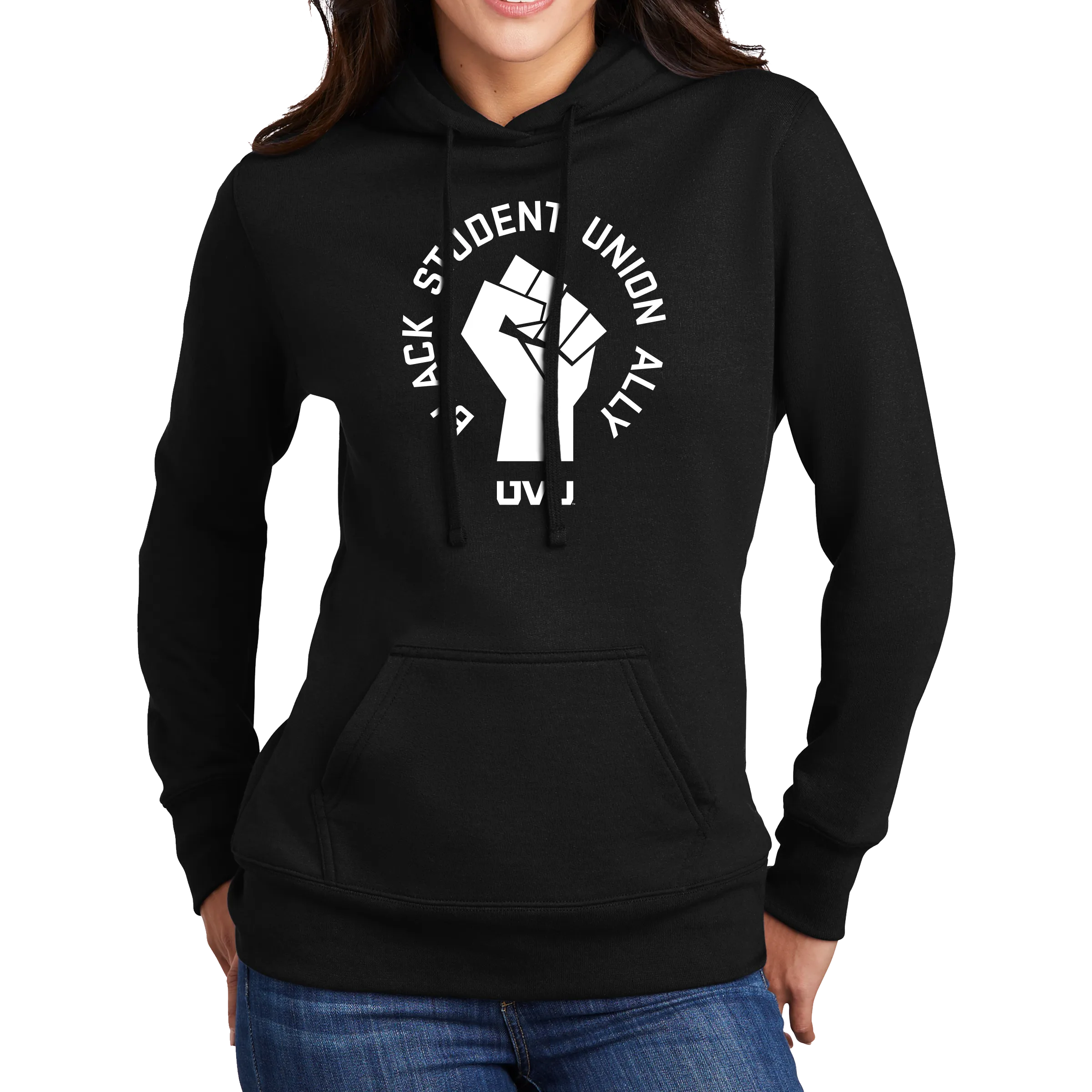 Port & Company ® Ladies Core Fleece Pullover Hooded Sweatshirt - Black Student Union Ally