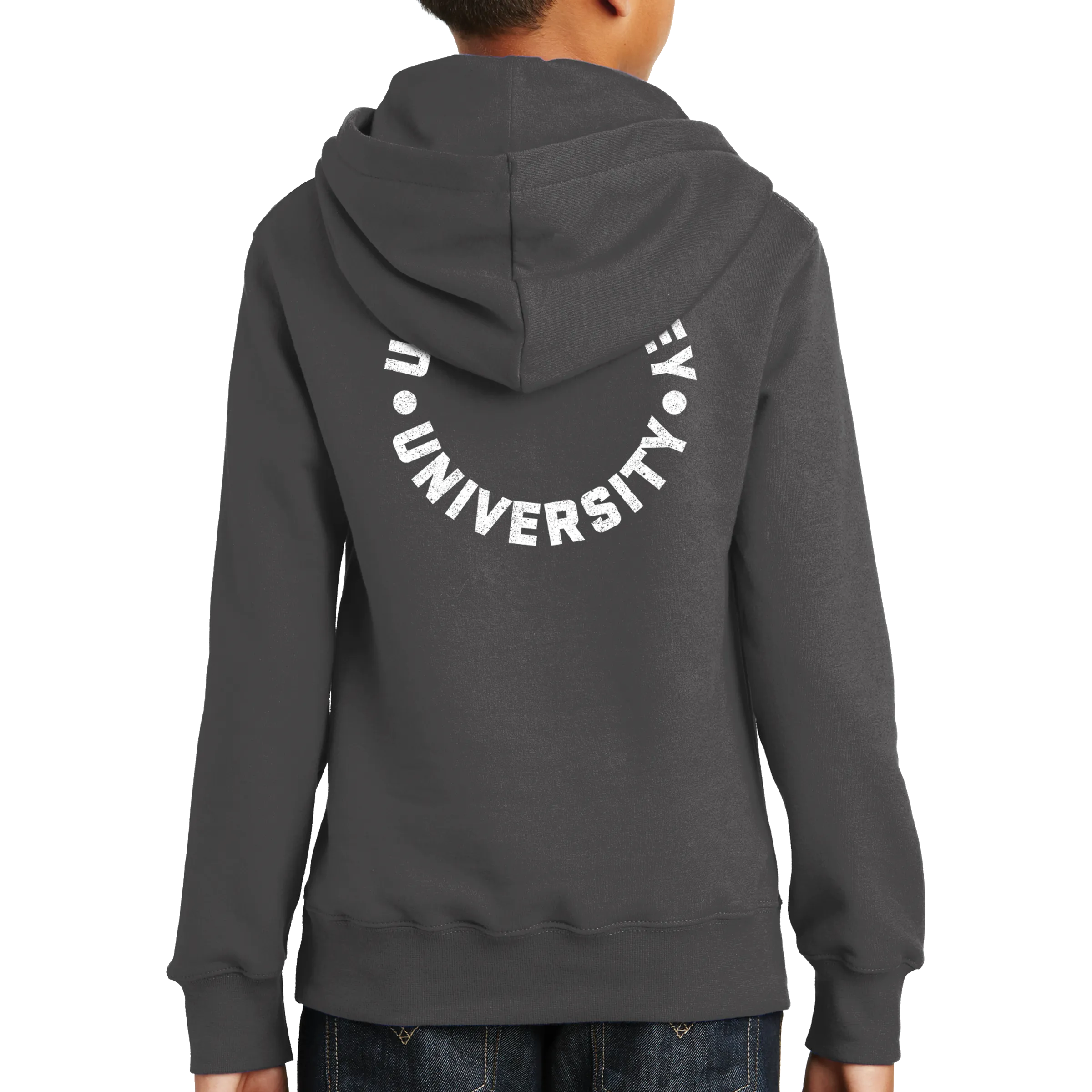 Port & Company Youth Fan Favorite Fleece Pullover Hooded Sweatshirt- UVU Distressed