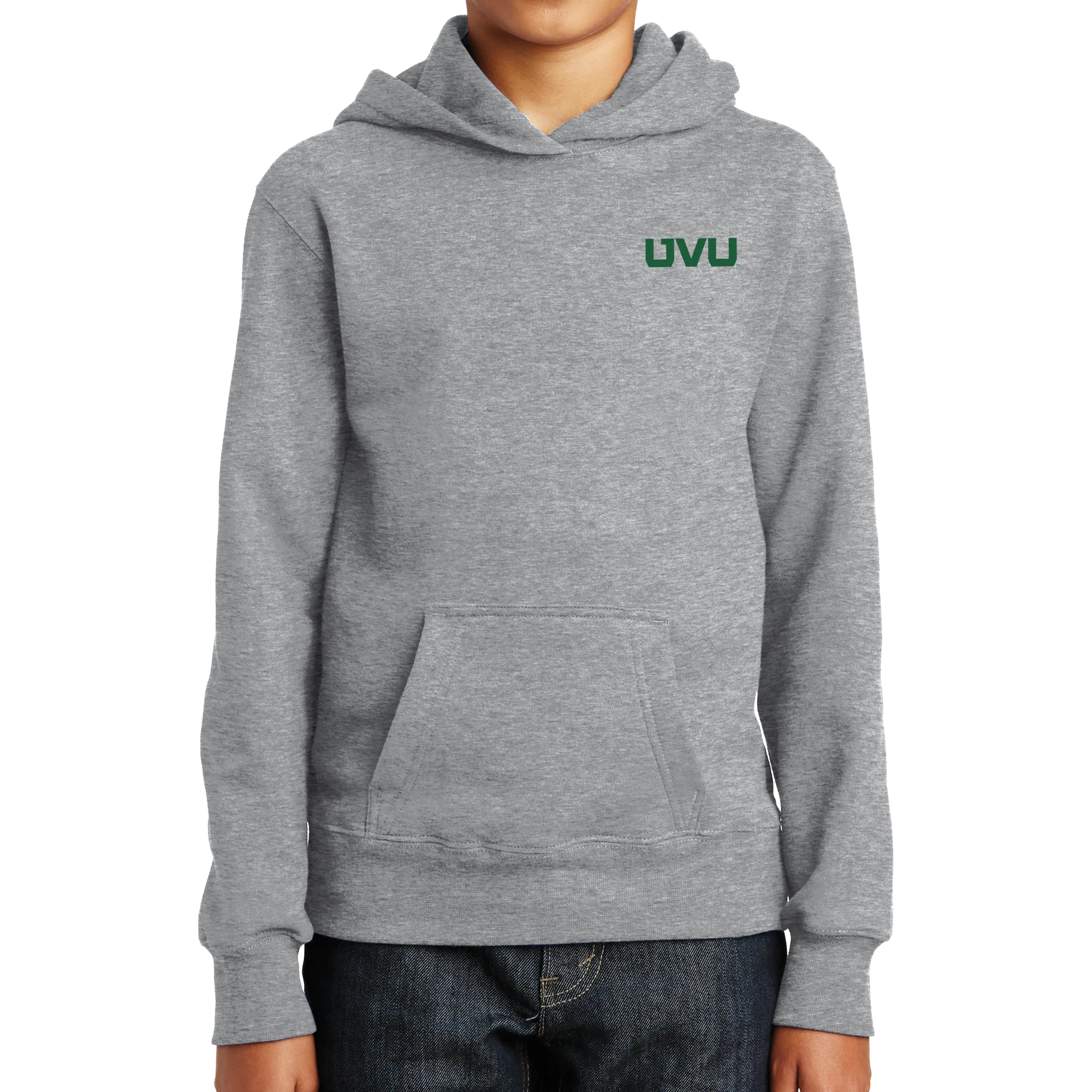 Port & Company Youth Fan Favorite Fleece Pullover Hooded Sweatshirt- UVU Distressed