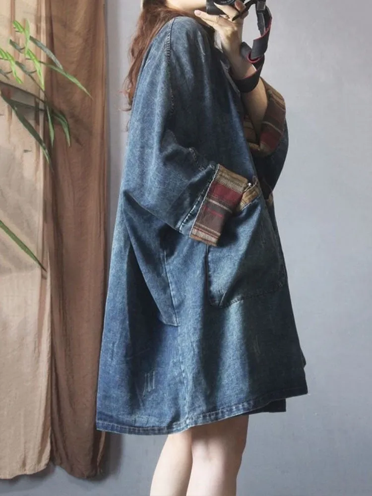 Purpdrank - Fall Female Luxury Long Jackets Womens Fashion Vintage Loose Oversized Denim Trench Coats Ladies V Neck Casual Punk Windbreakers