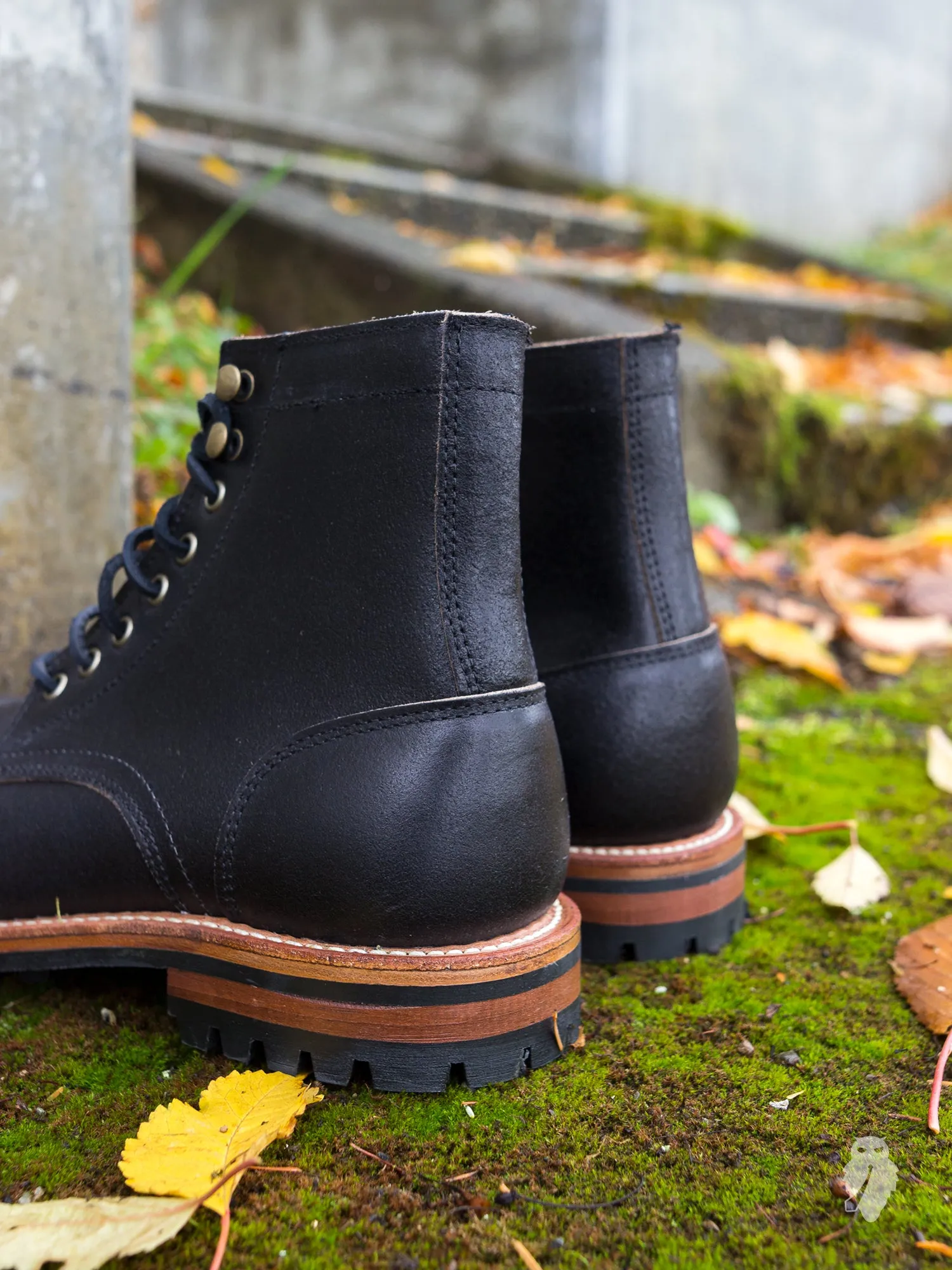 "Commando Trench Boot" in Waxed Black