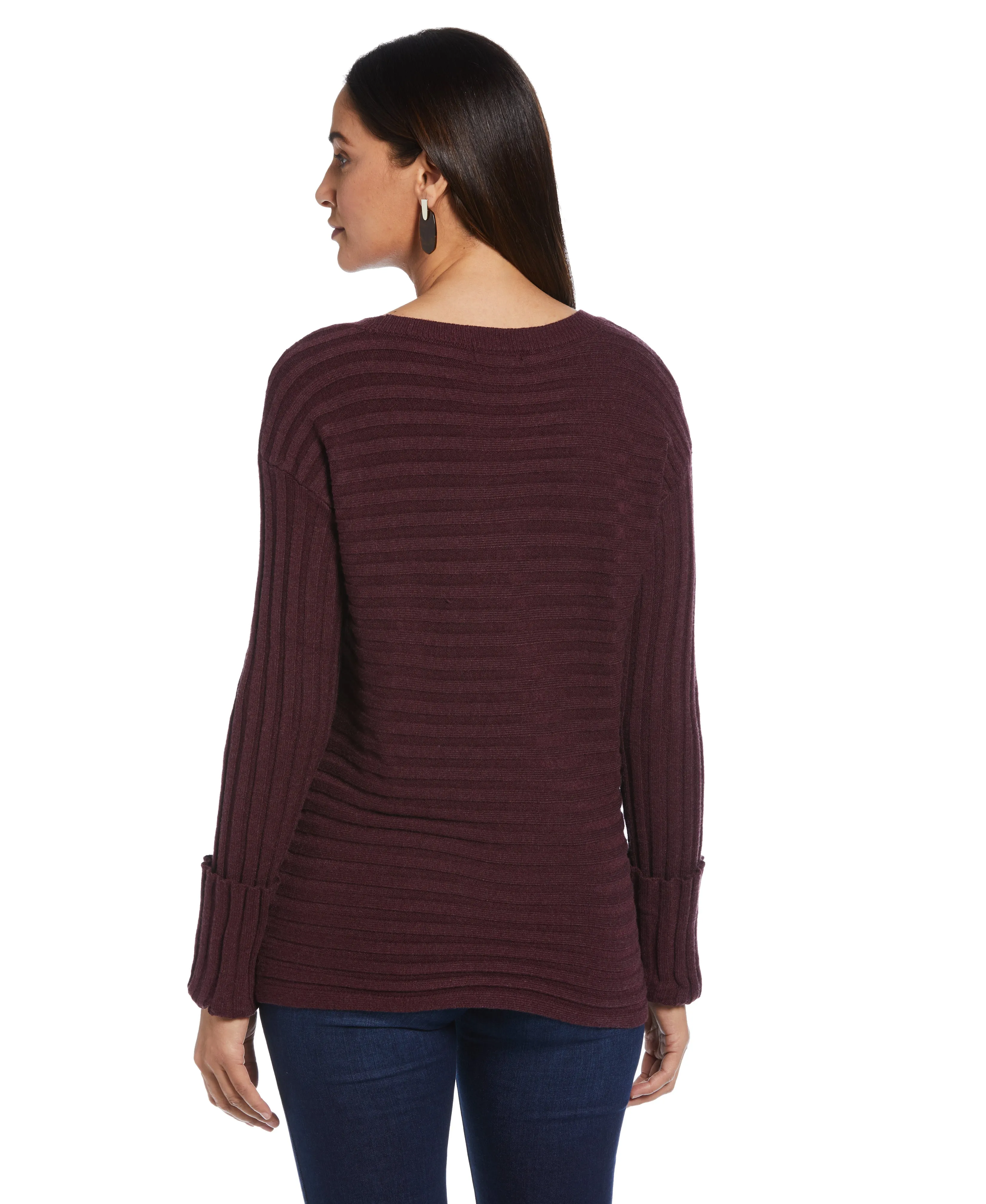 Ribbed Sweater with Button Detail