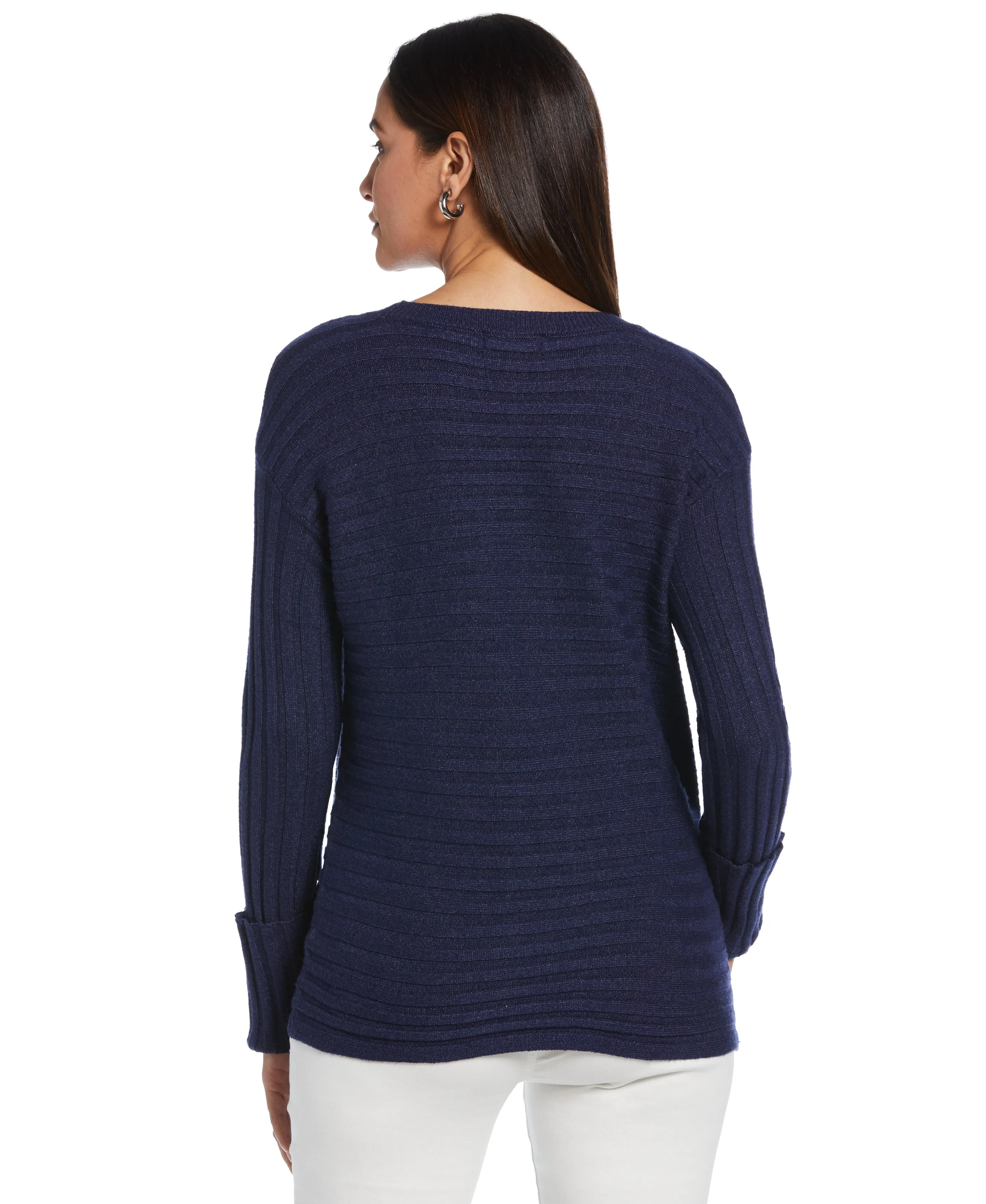 Ribbed Sweater with Button Detail