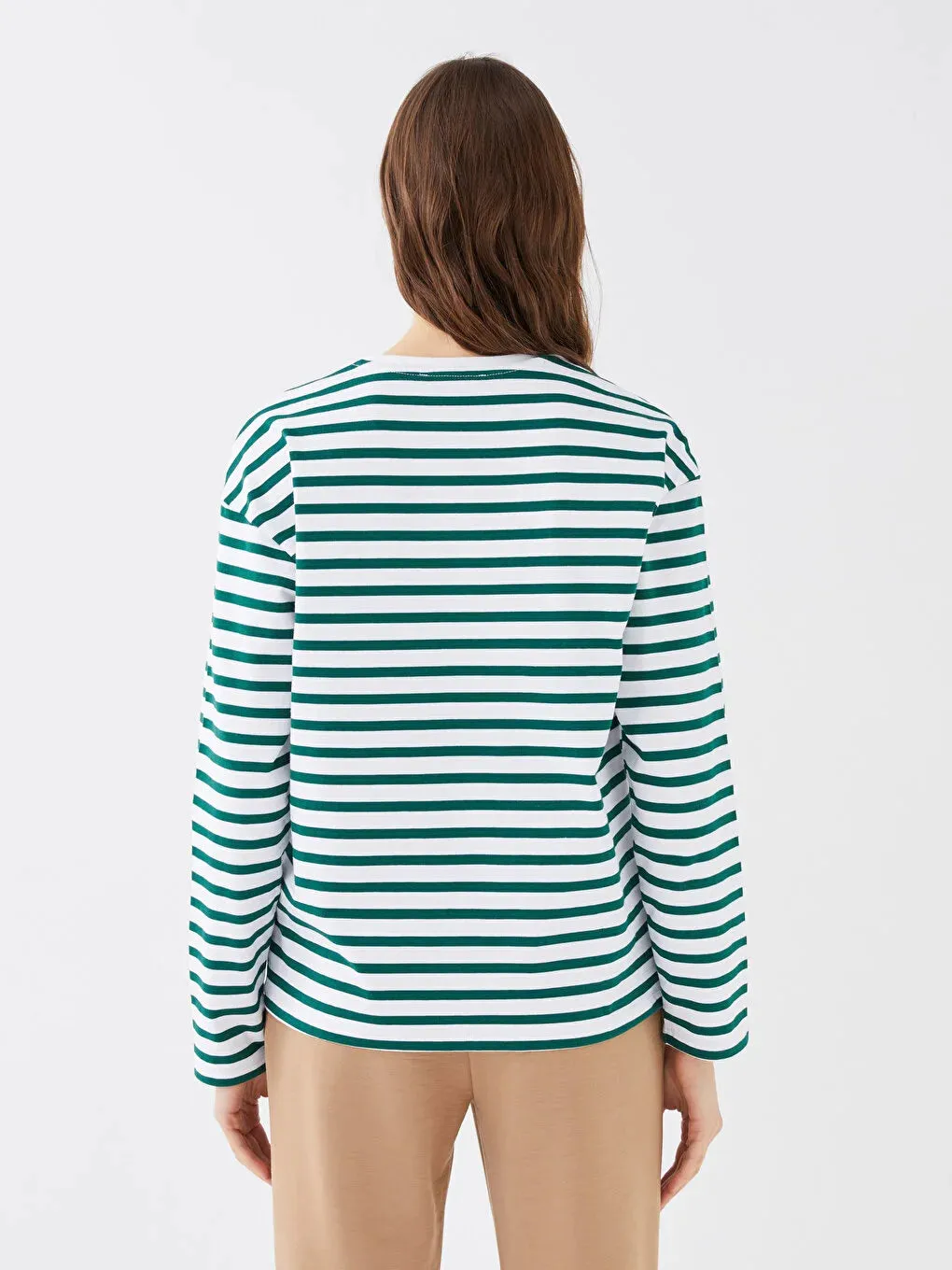 SOUTHBLUE Crew Neck Striped Long Sleeve Women's - Defacto