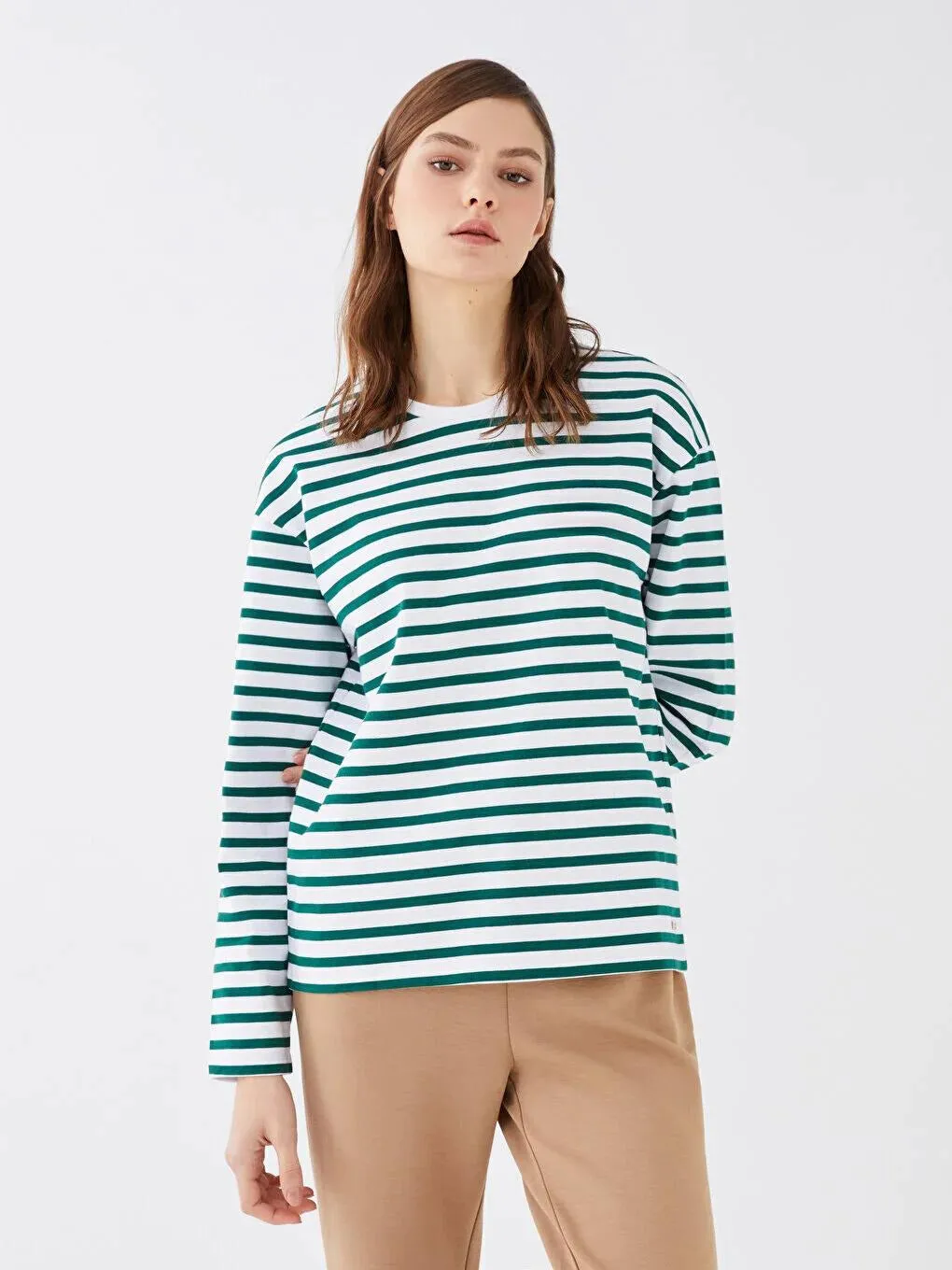 SOUTHBLUE Crew Neck Striped Long Sleeve Women's - Defacto