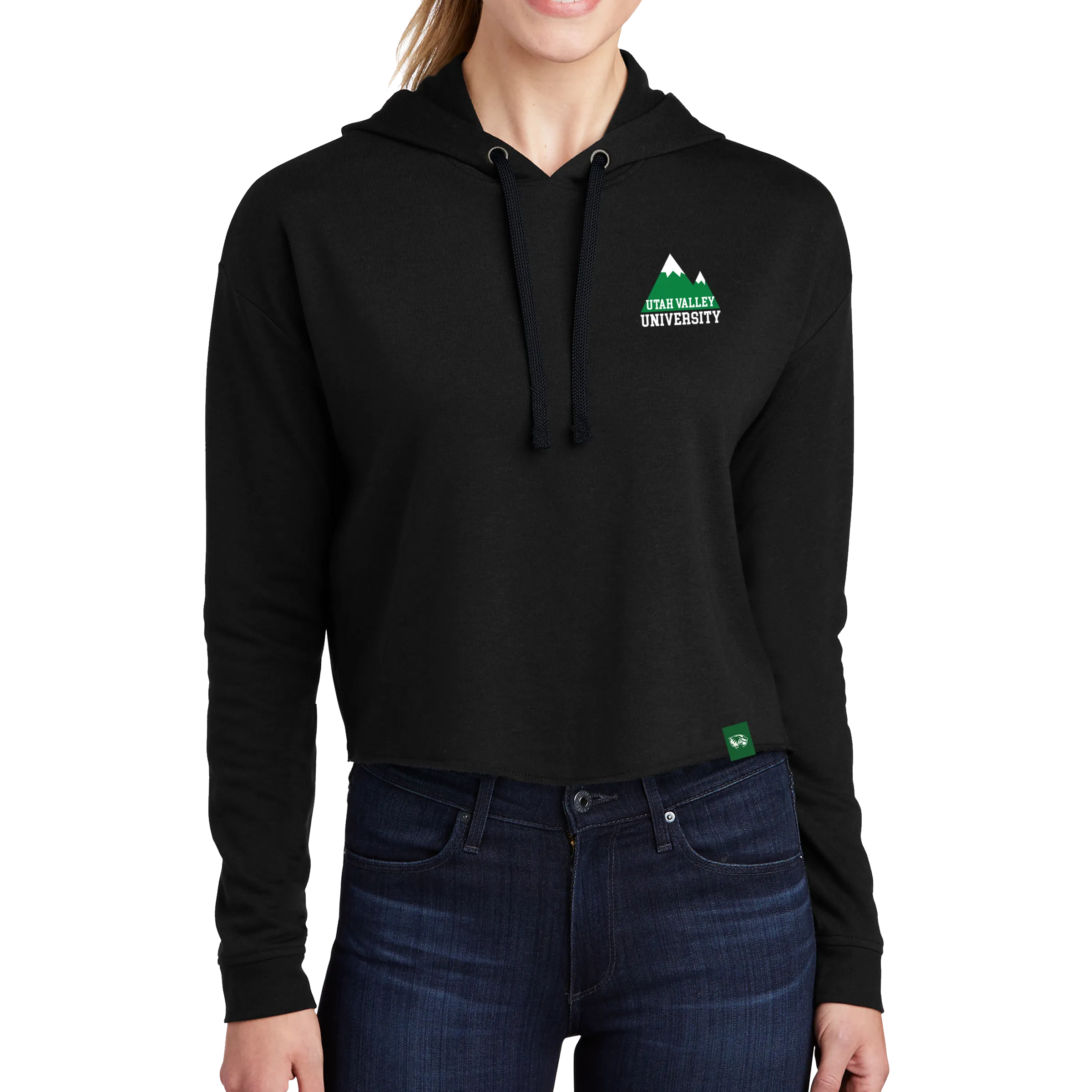 Sport-Tek Ladies PosiCharge Tri-Blend Wicking Fleece Crop Hooded Pullover - Mountain