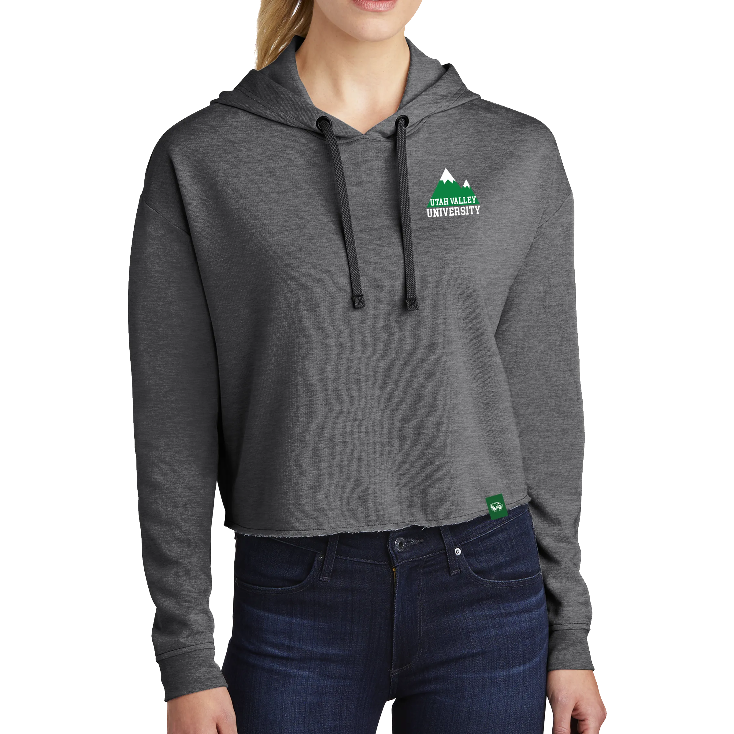 Sport-Tek Ladies PosiCharge Tri-Blend Wicking Fleece Crop Hooded Pullover - Mountain