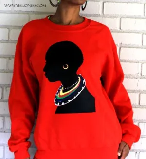 The "Tribal" Crew Neck Sweatshirt in Red