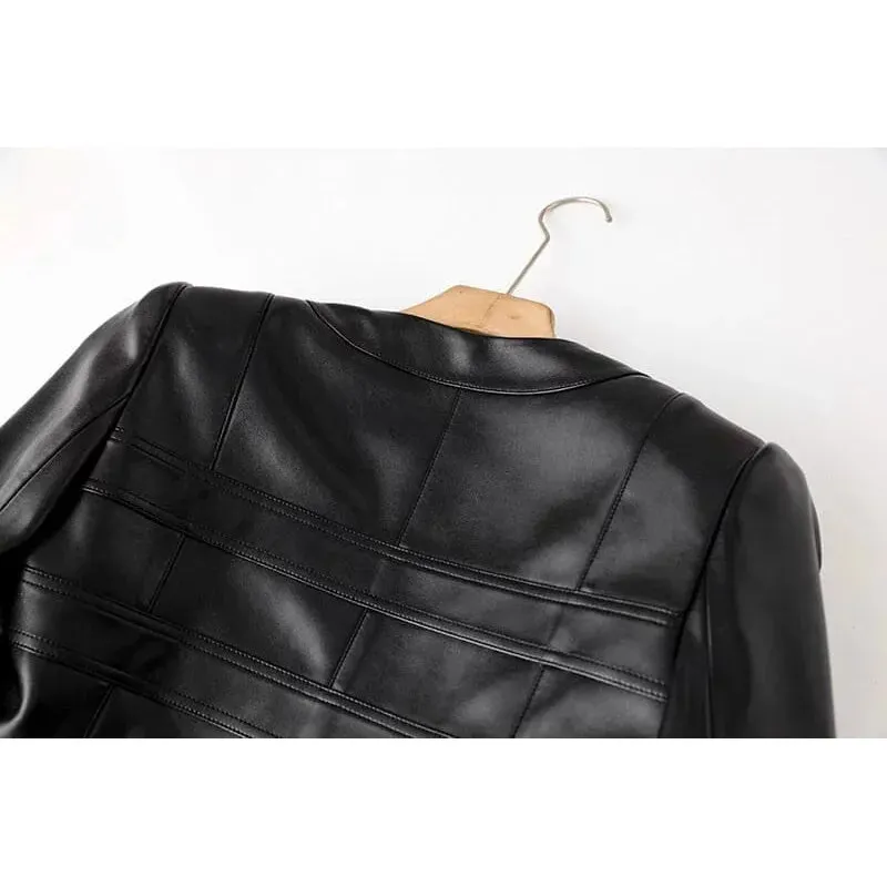 The Rochelle Faux Leather Cropped Moto Jacket