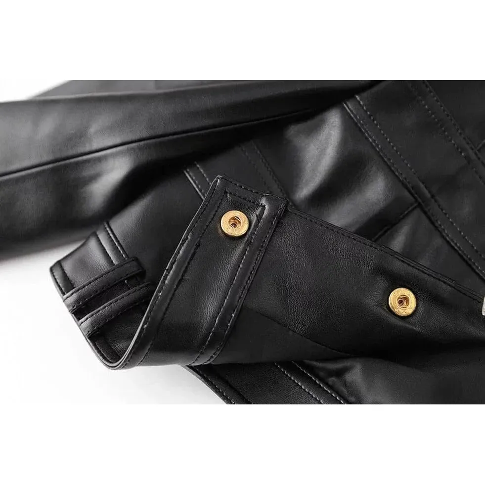 The Rochelle Faux Leather Cropped Moto Jacket