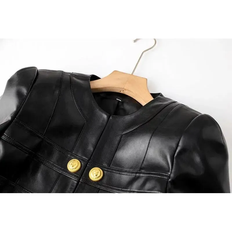 The Rochelle Faux Leather Cropped Moto Jacket