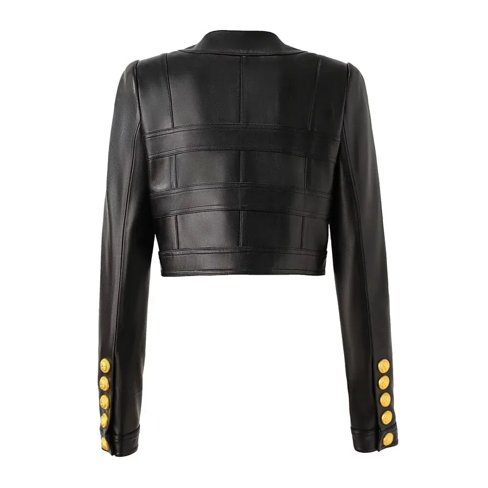 The Rochelle Faux Leather Cropped Moto Jacket