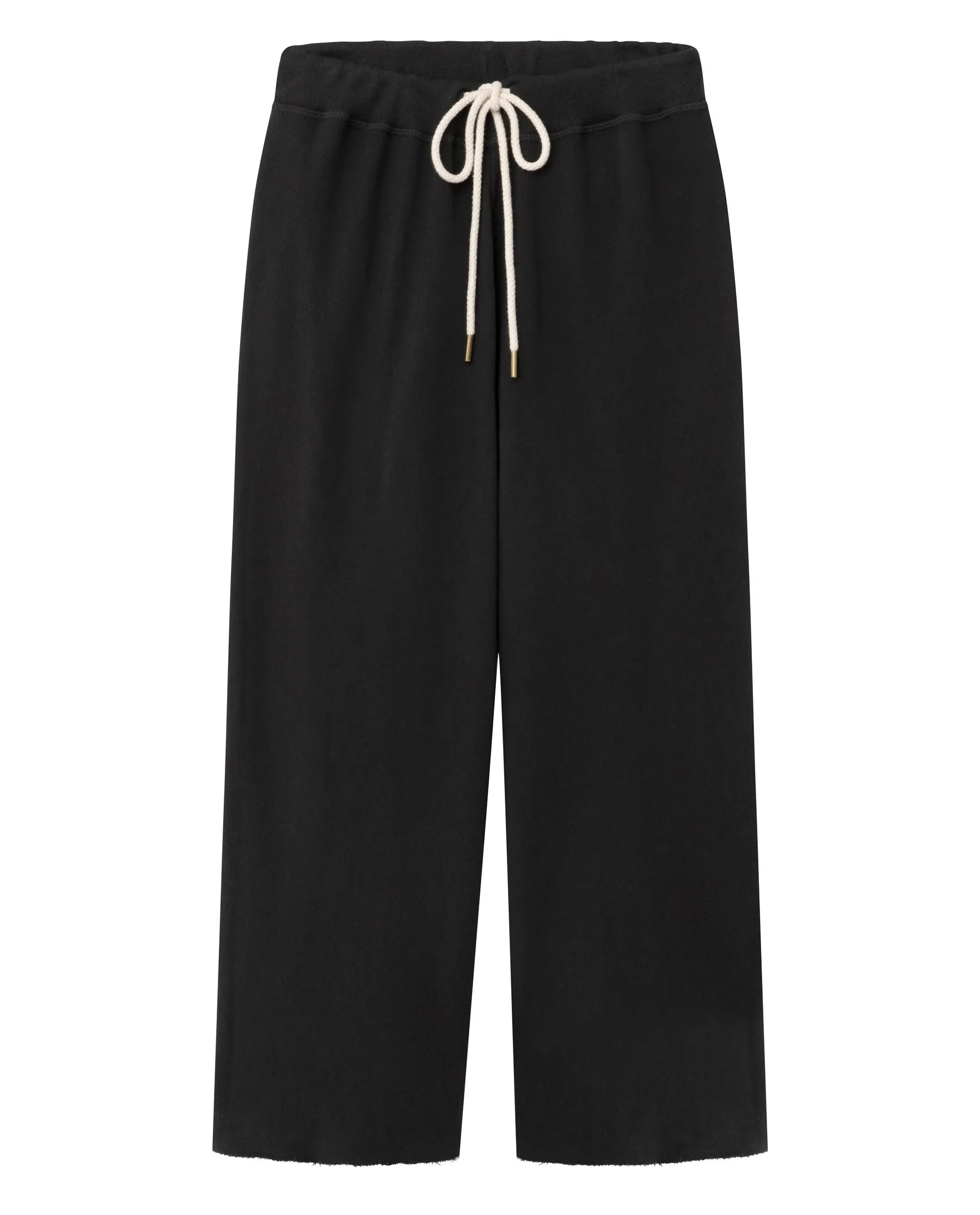 The Wide Leg Cropped Sweatpant. -- Almost Black