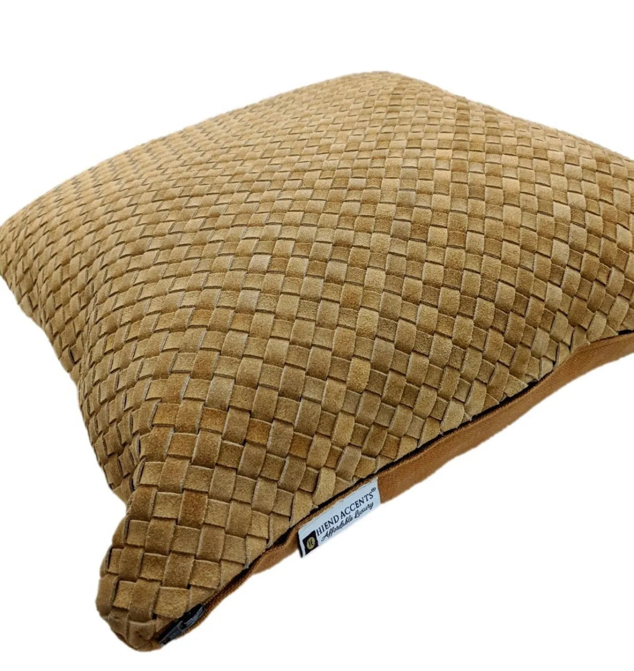 Woven Suede Lumbar Pillow in Butterscotch