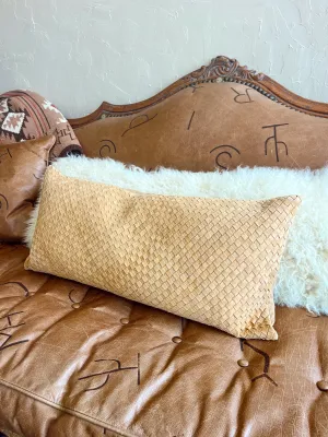 Woven Suede Lumbar Pillow in Butterscotch