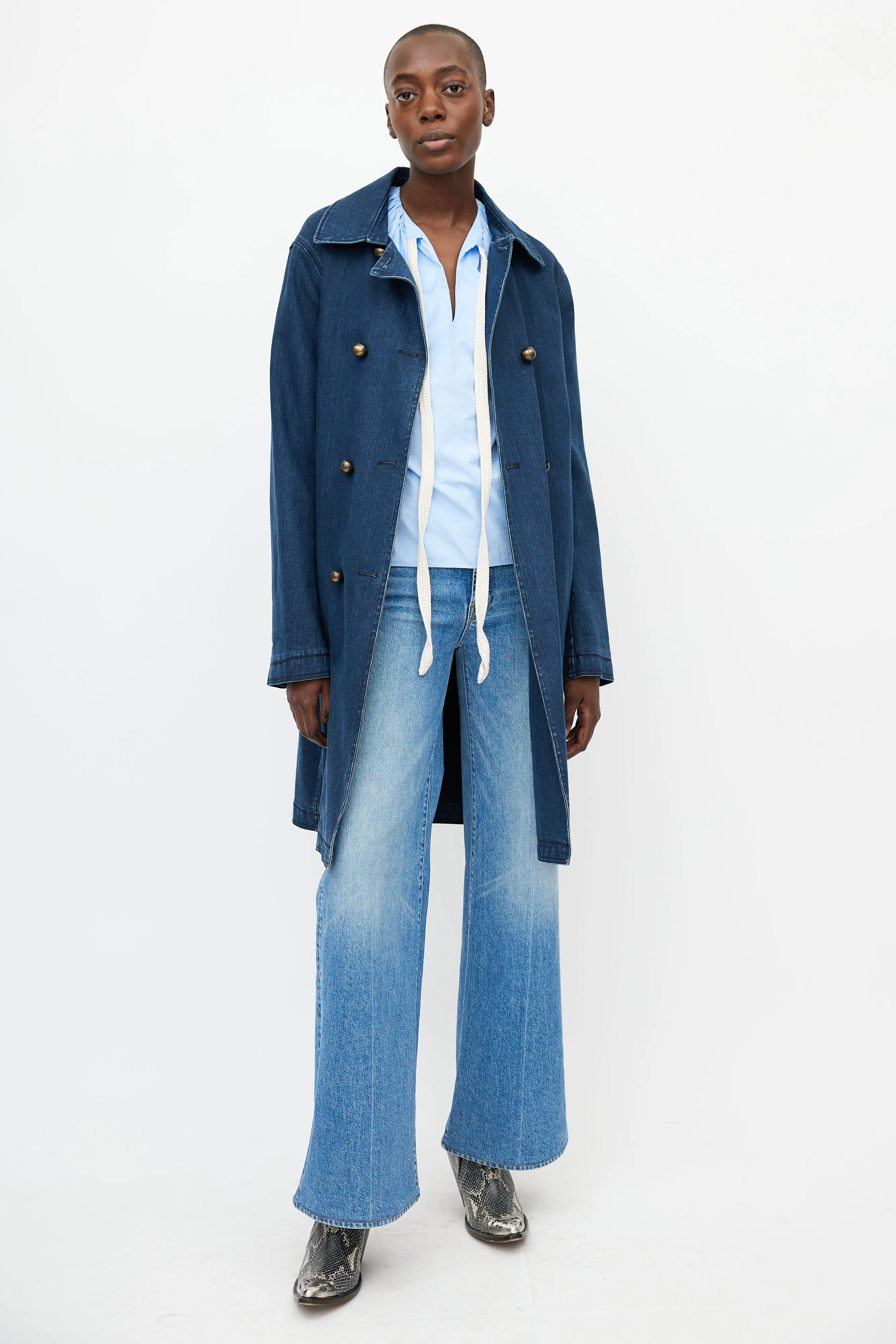 x Acne SS 2009 Blue Double Breasted Denim Trench Coat